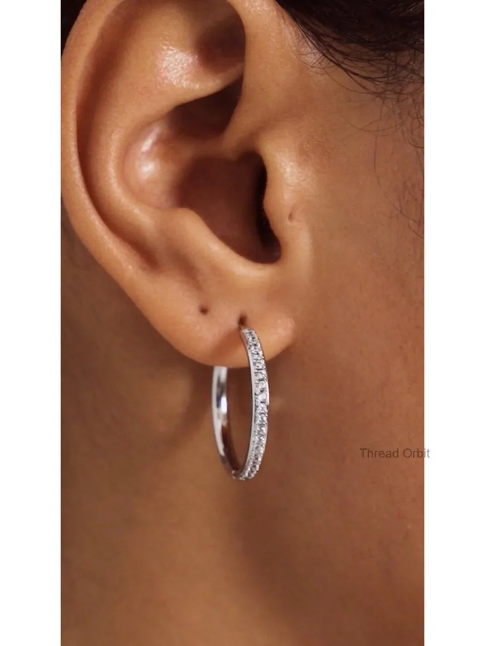 14K Gold Plated Cubic Zirconia Hoop Earrings 925 Sterling Silver Hinged
